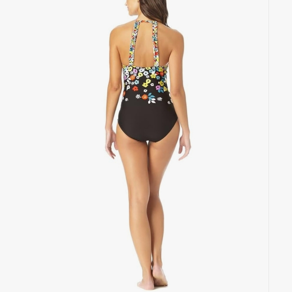NWT Anne Cole Multi Color Floral Halter One-Piece Swimsuit Size 6 - Picture 2 of 9
